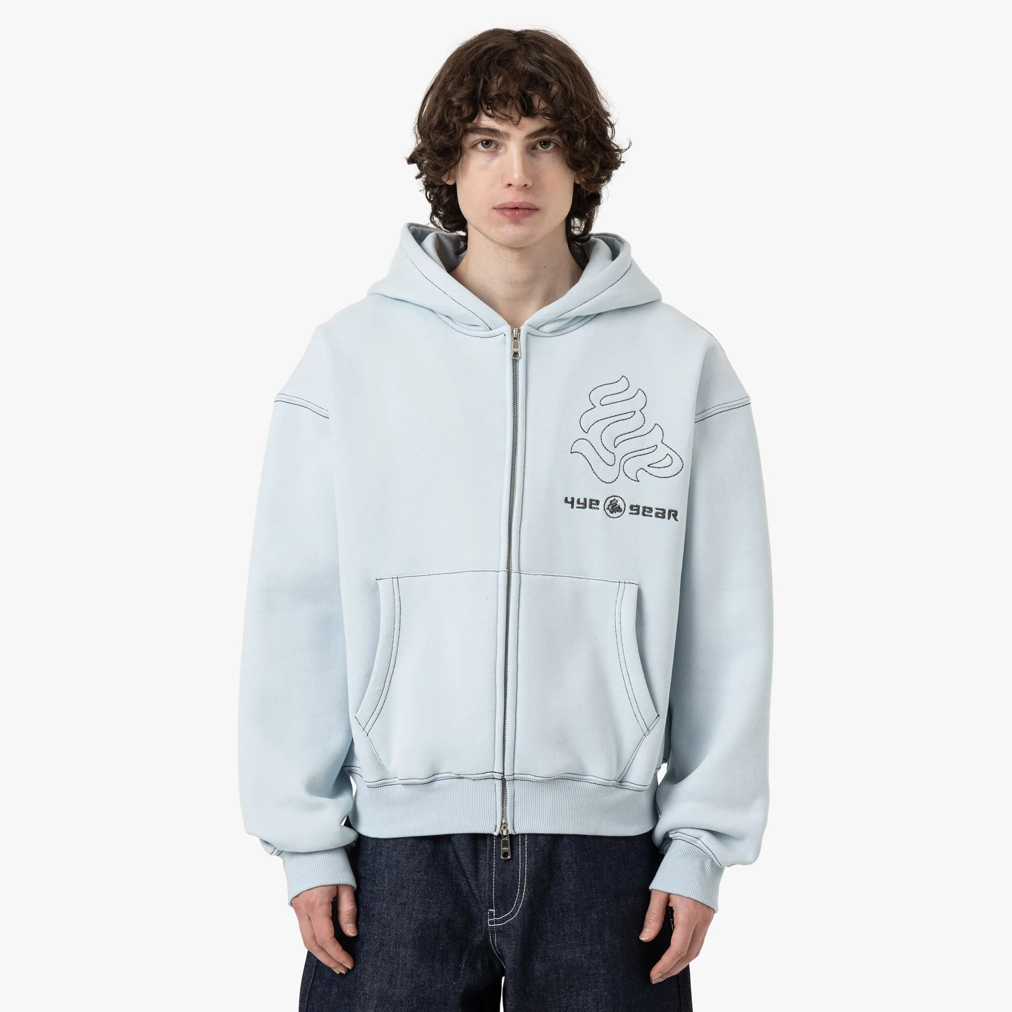 4YE Gear Zip Hoodie / Baby Blue / Black