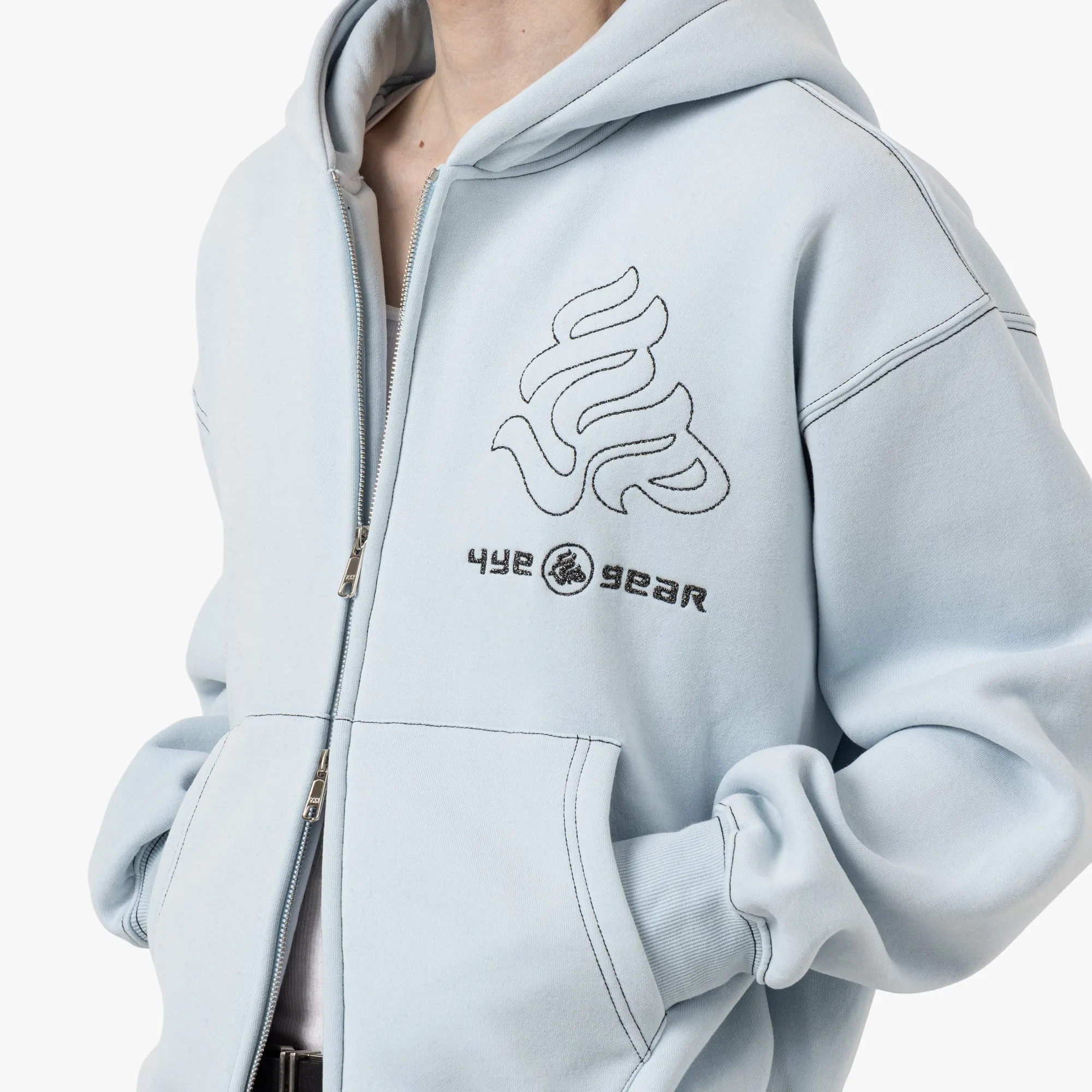 4YE Gear Zip Hoodie / Baby Blue / Black