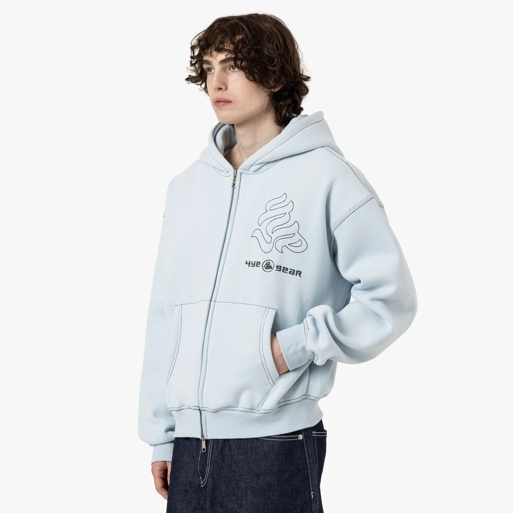 4YE Gear Zip Hoodie / Baby Blue / Black