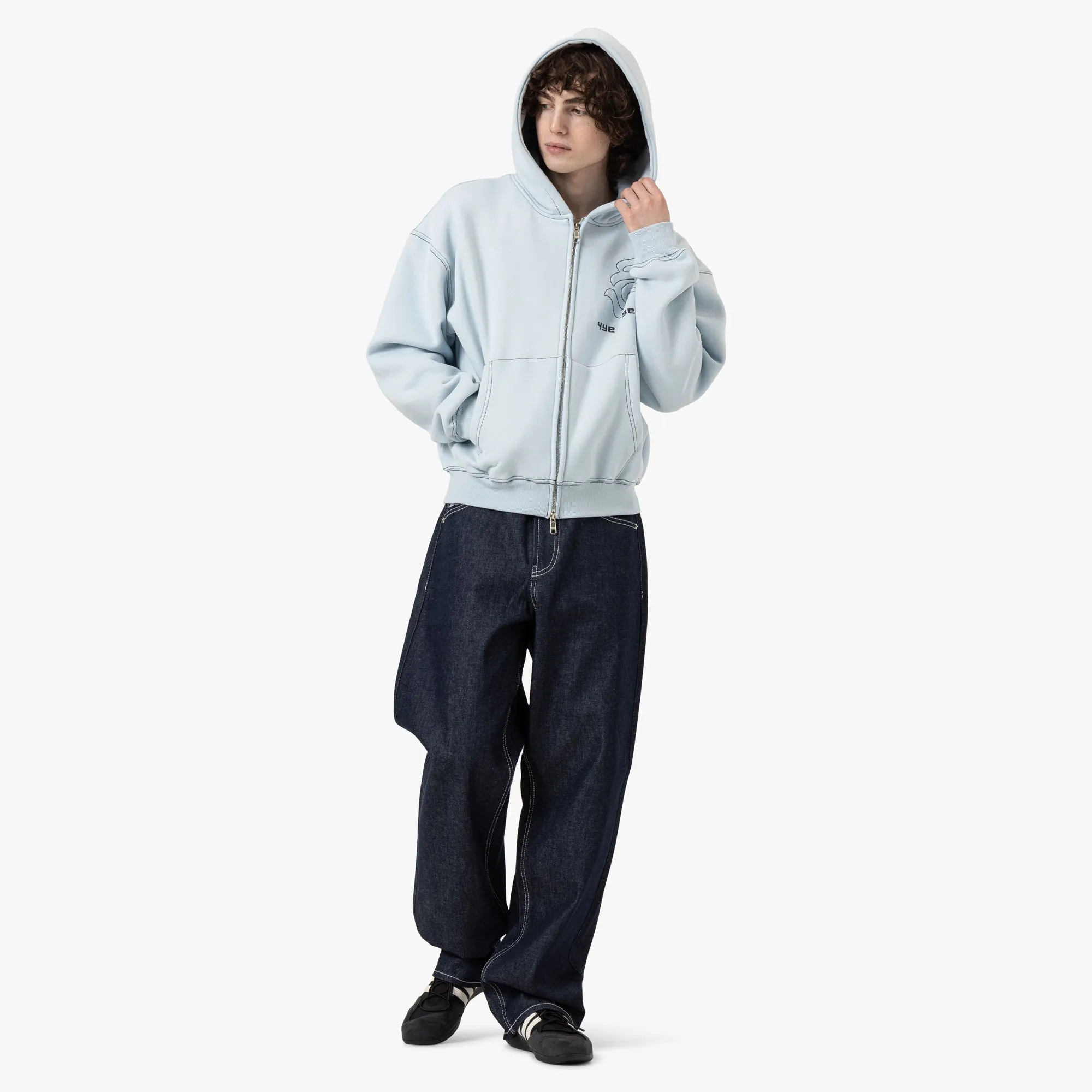 4YE Gear Zip Hoodie / Baby Blue / Black