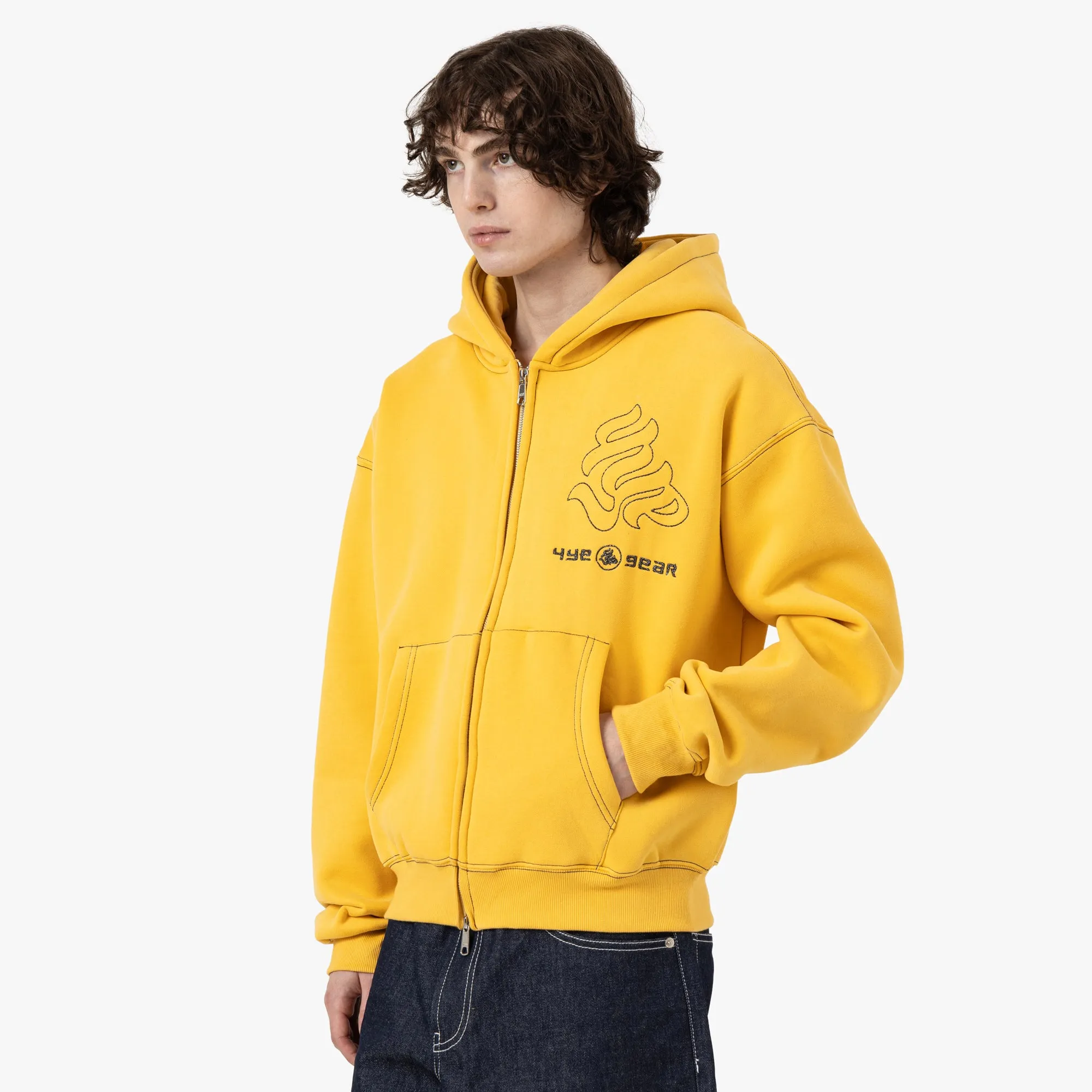 4YE Gear Zip Hoodie / Yellow / Black