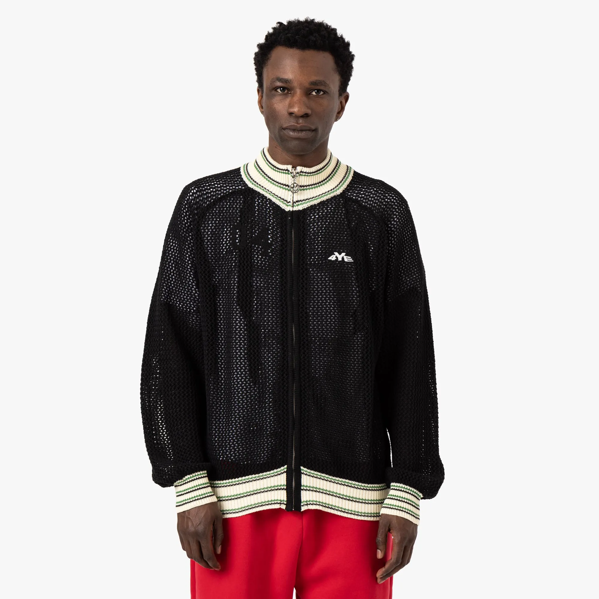 4YE Knit Track Jacket / Black / Green