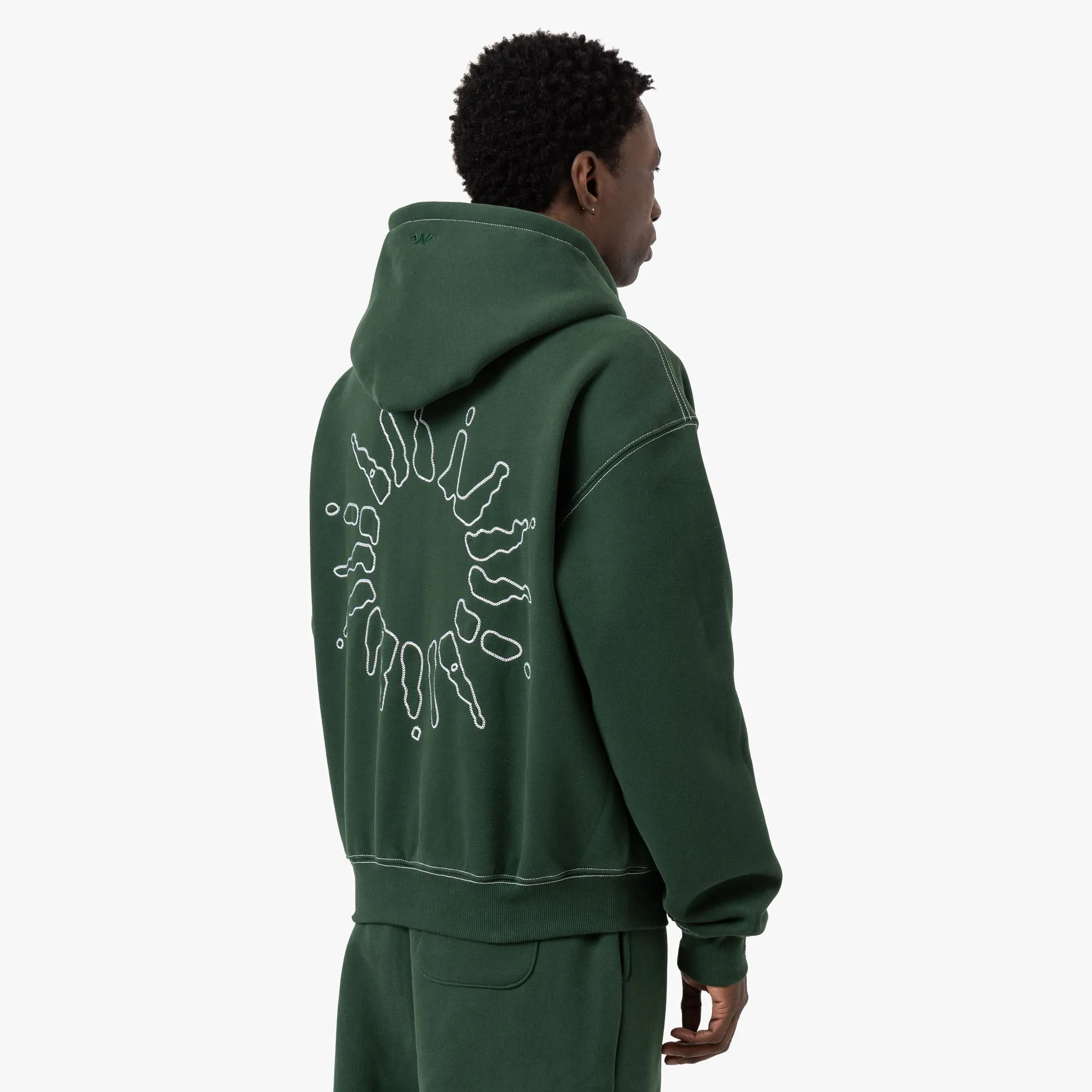 4YE Signature Zip Hoodie / Green / White