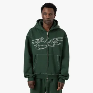 4YE Signature Zip Hoodie / Green / White