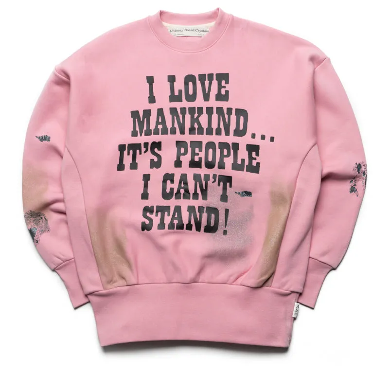 Advisory Board Crystals I Love Mankind But... Sweatshirt - Pink