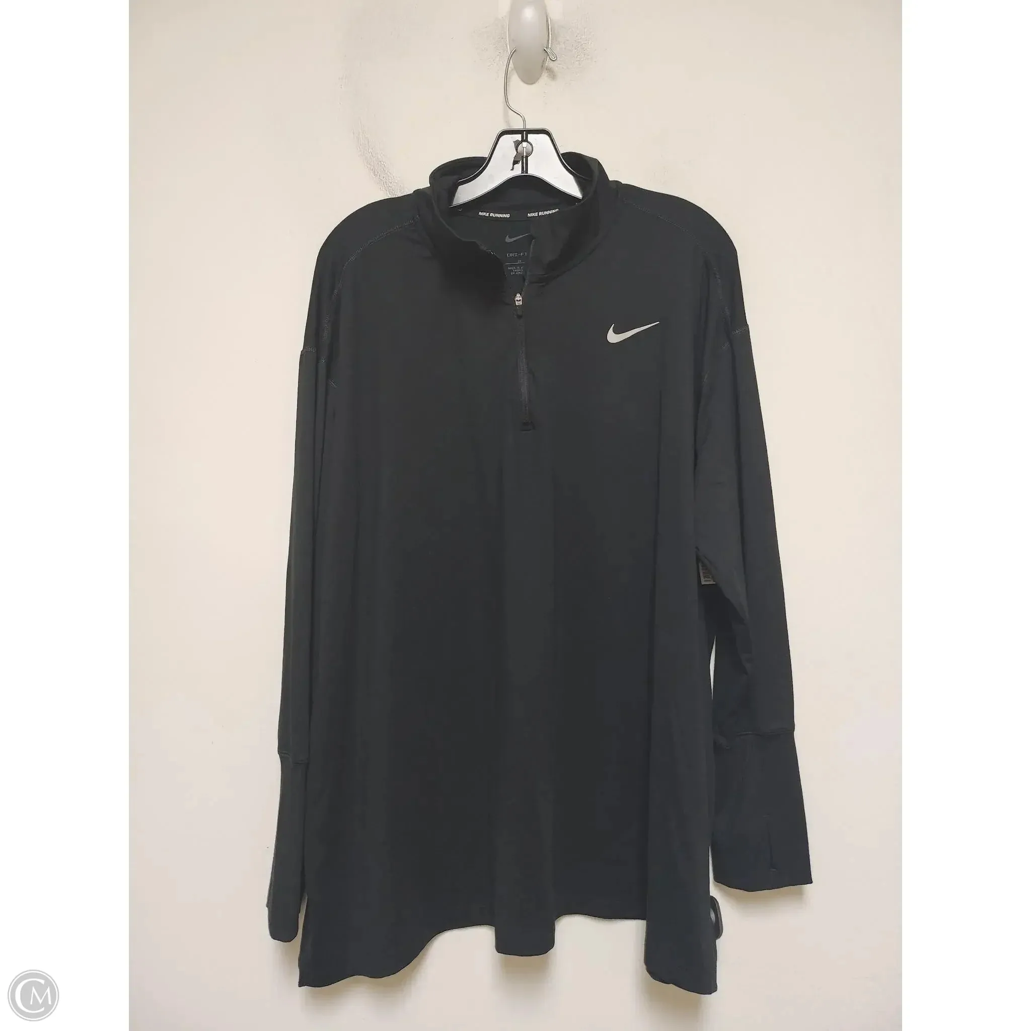Athletic Top Long Sleeve Collar By Nike Apparel In Black, Size: 2x