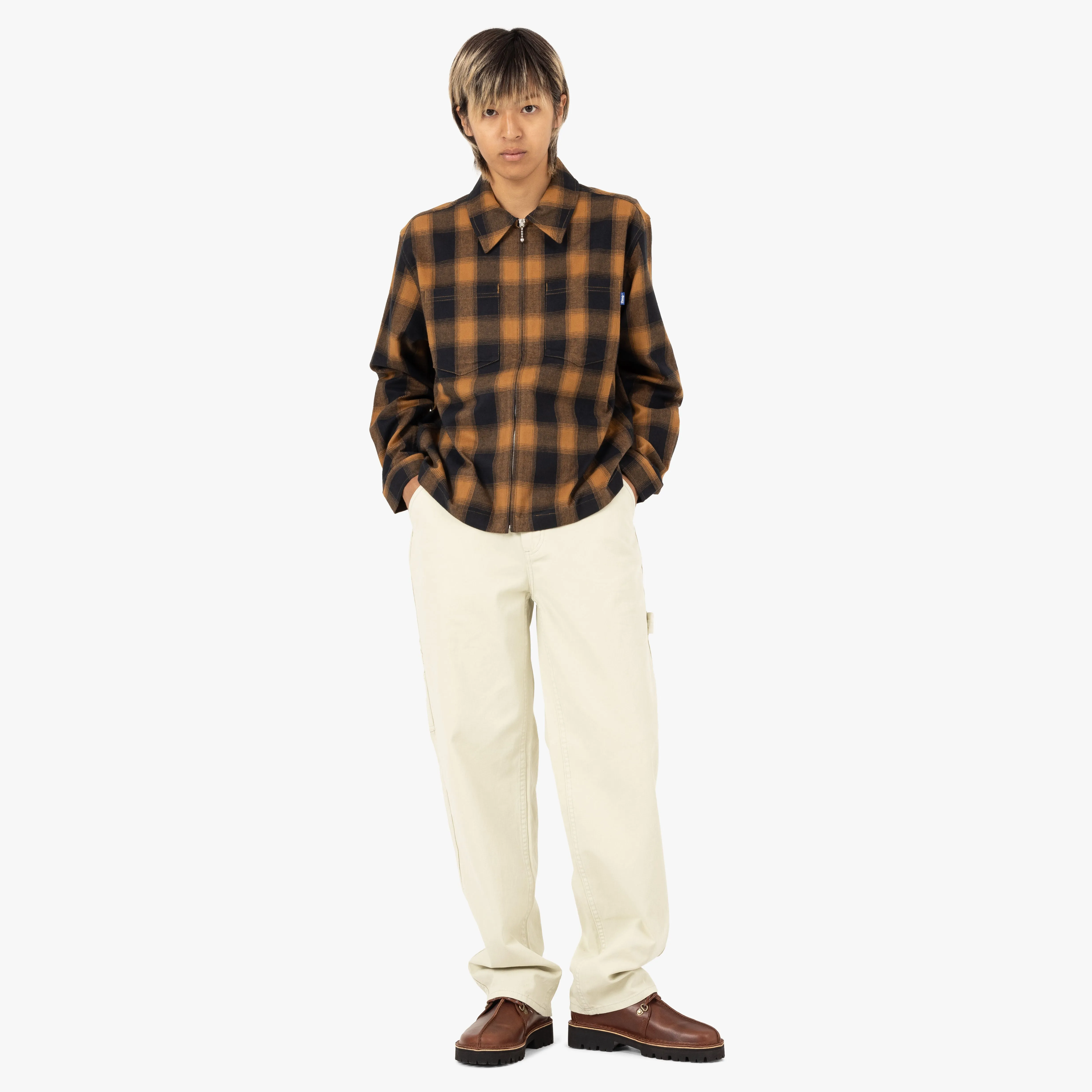 Awake NY Brushed Flannel Shirt Jacket Orange / Multi