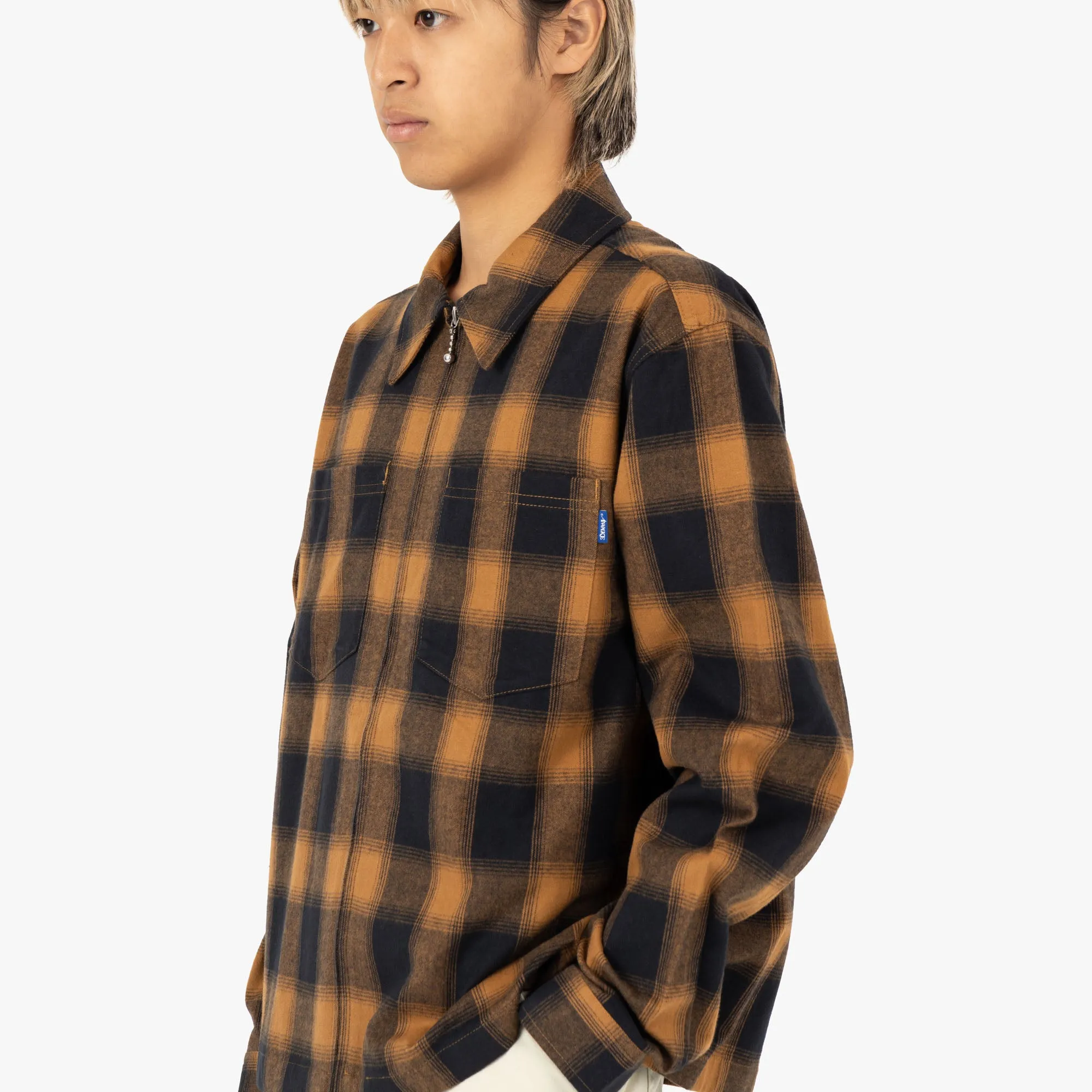 Awake NY Brushed Flannel Shirt Jacket Orange / Multi