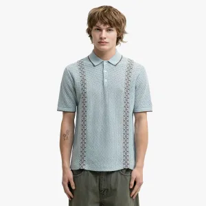 BEAMS PLUS Mesh Knit Stripe Polo Sax