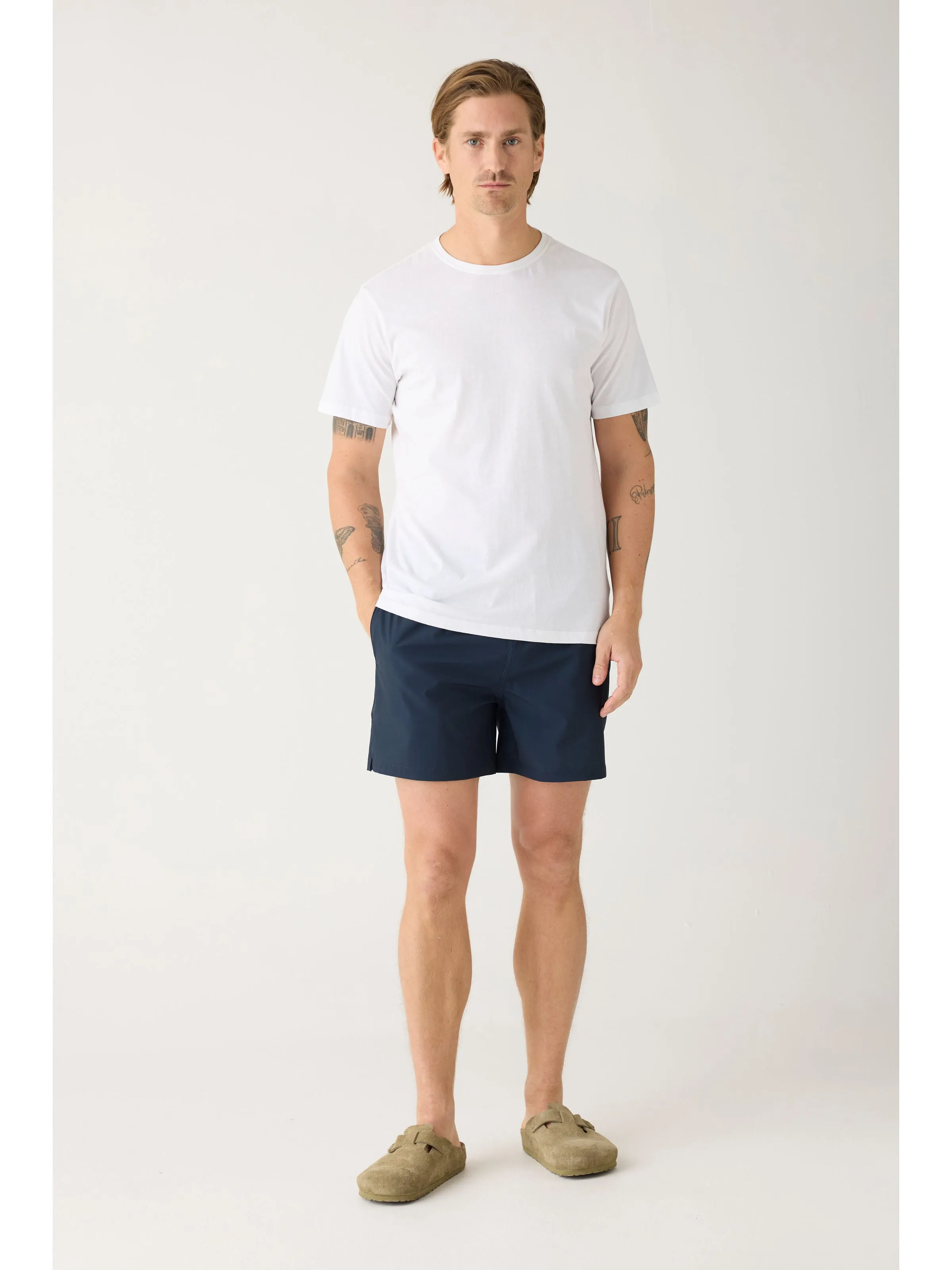 Boardwalk slub shorts with elastic waist - GOTS/Vegan - Total Eclipse Knowledge Cotton