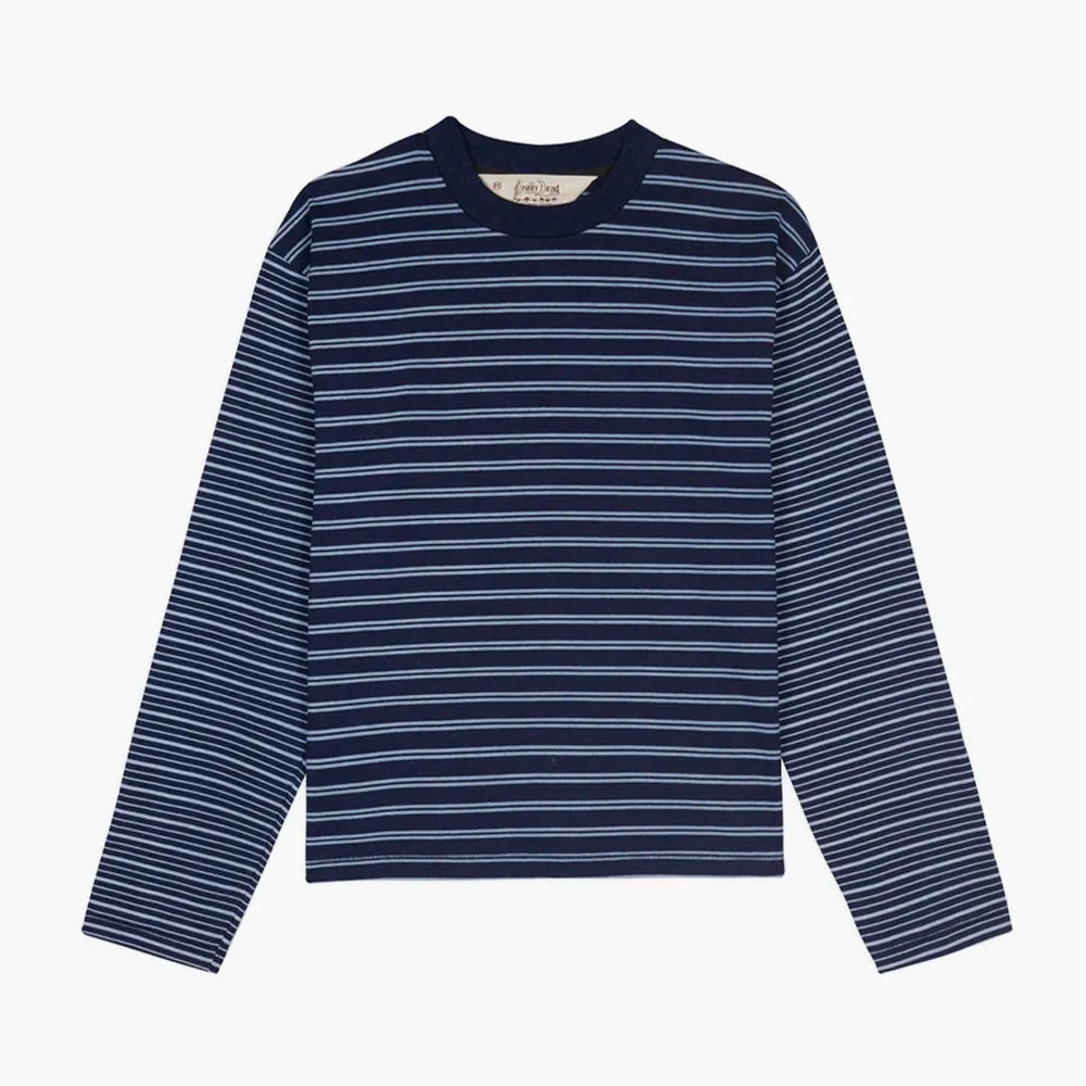 Brain Dead Multi Stripe L/S Mockneck / Indigo