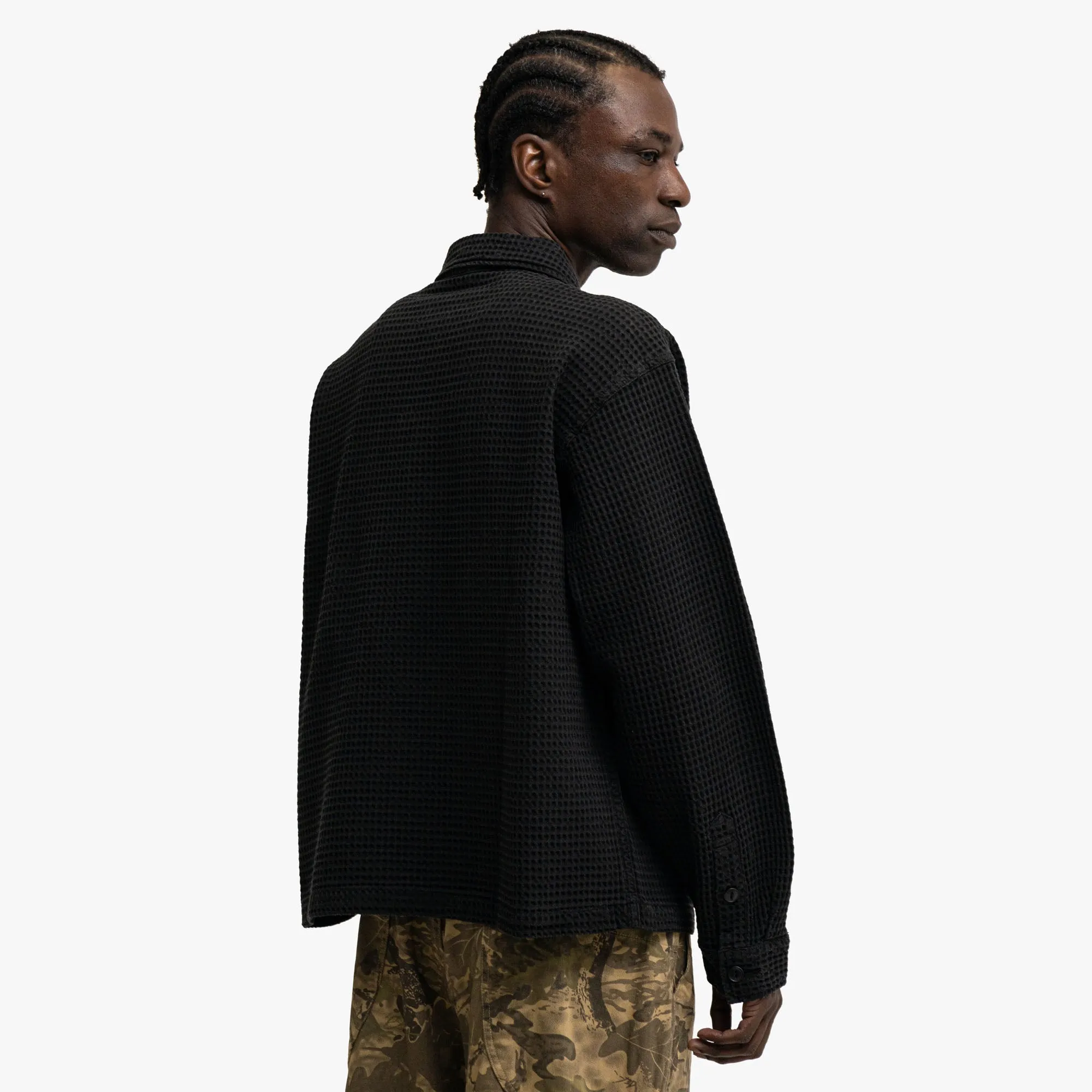 Brain Dead Waffle Button Shirt Black
