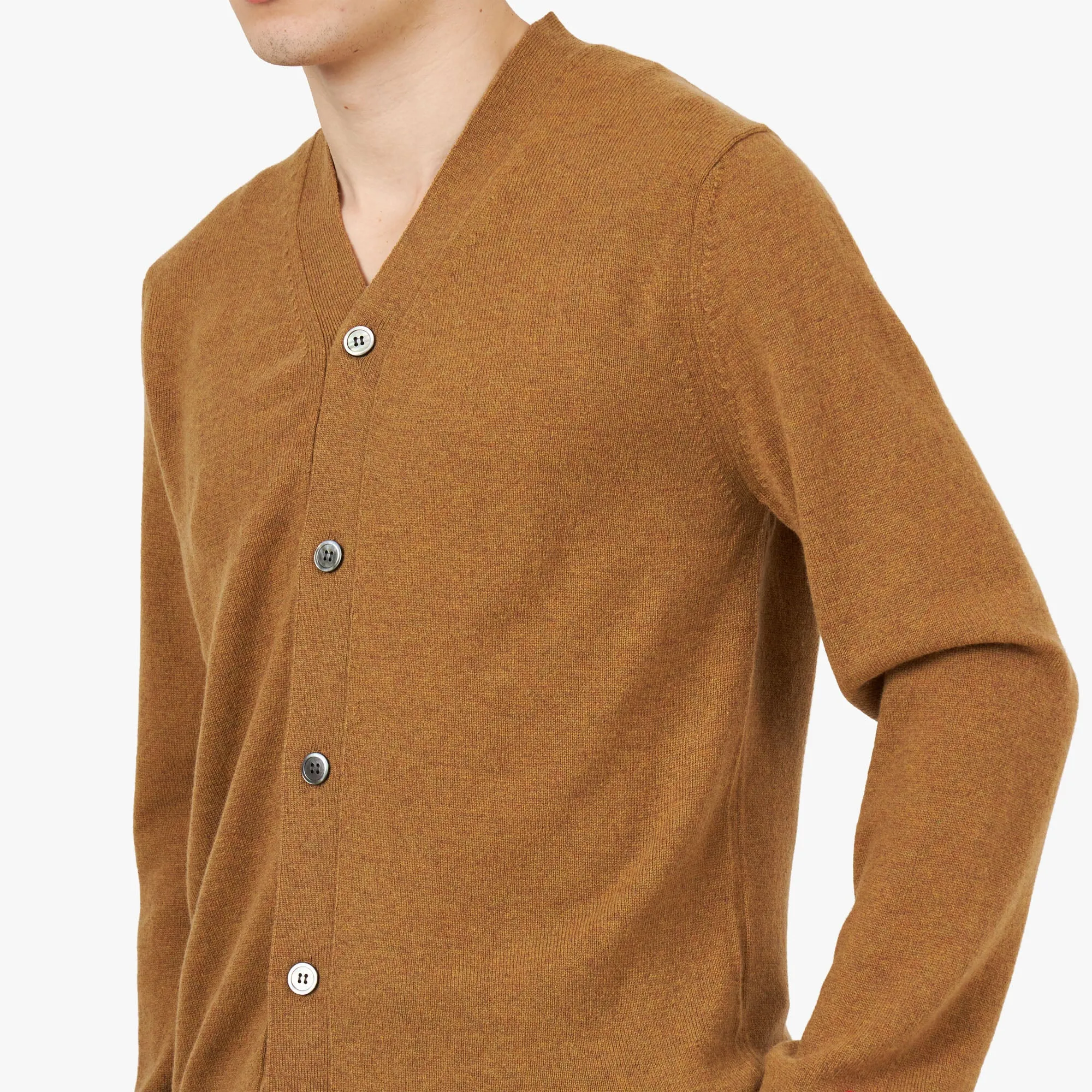 COMME des GARÇONS PLAY Small Red Heart Cardigan / Camel