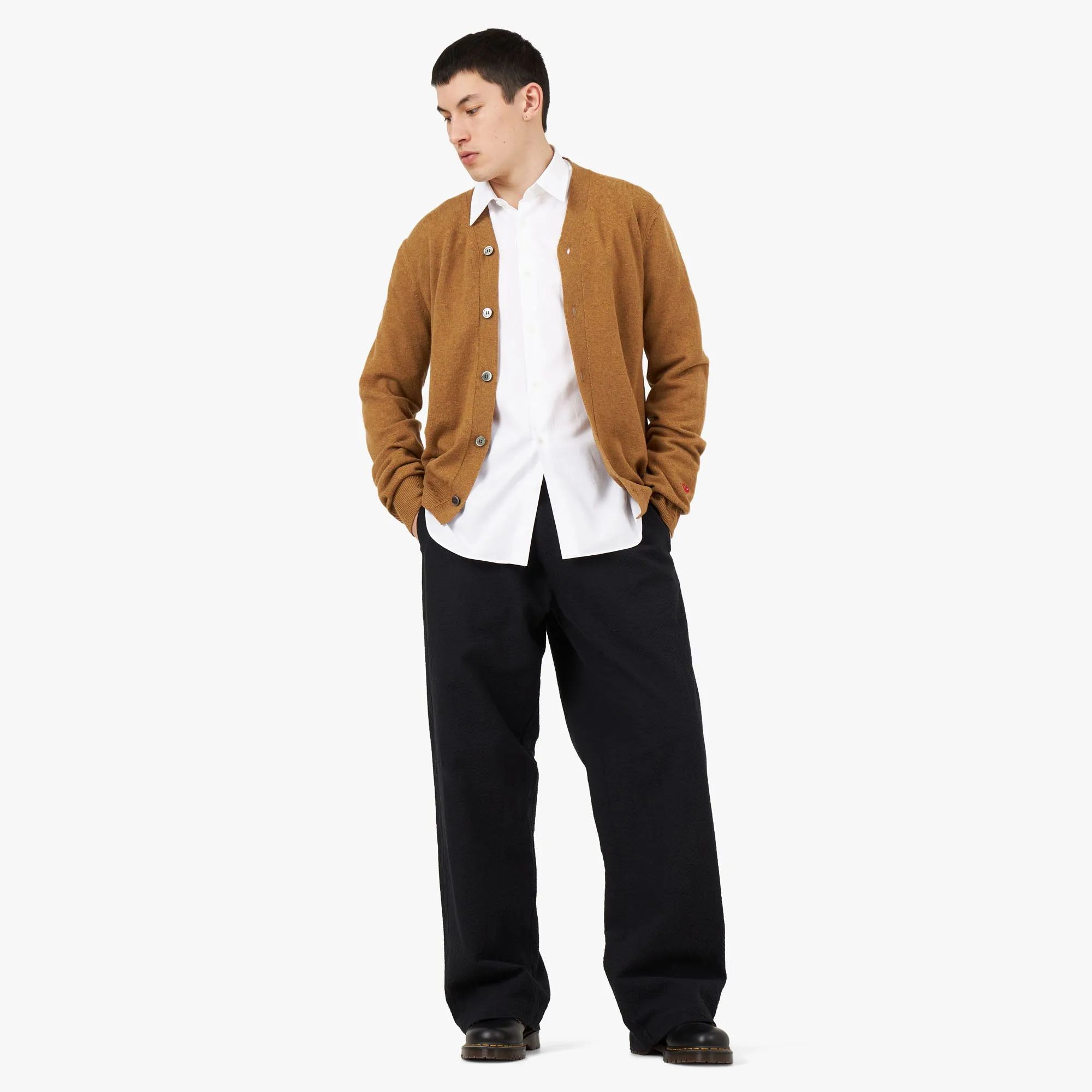 COMME des GARÇONS PLAY Small Red Heart Cardigan / Camel