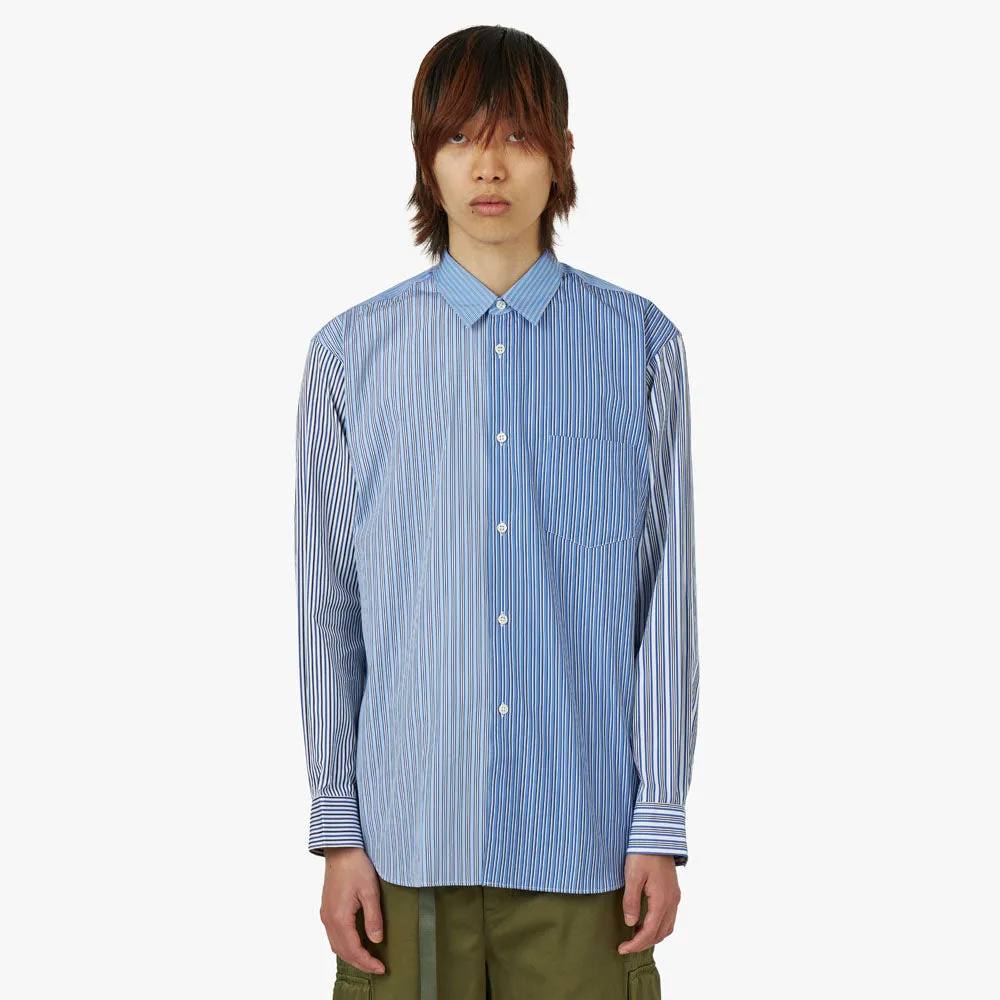 COMME des GARÇONS SHIRT Striped Poplin Shape 5 / Blue