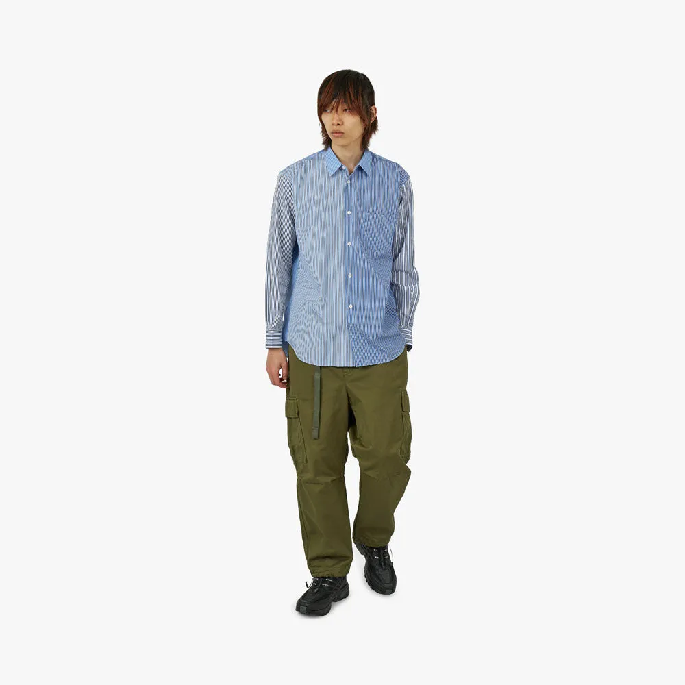 COMME des GARÇONS SHIRT Striped Poplin Shape 5 / Blue