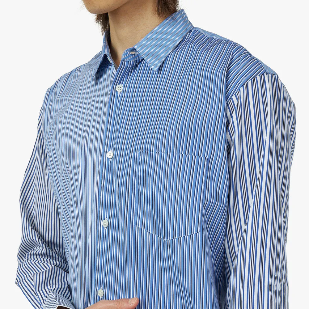 COMME des GARÇONS SHIRT Striped Poplin Shape 5 / Blue