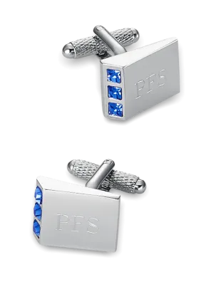 Crystal Side Engravable Cufflinks - Blue