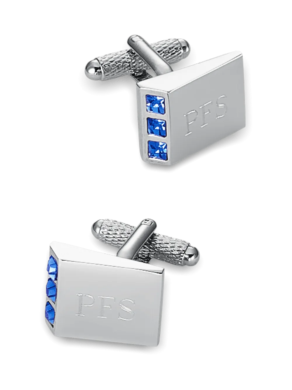 Crystal Side Engravable Cufflinks - Blue