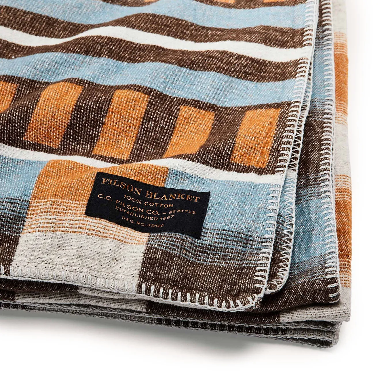 Filson Western Tracks Blanket Blue Gold Multi