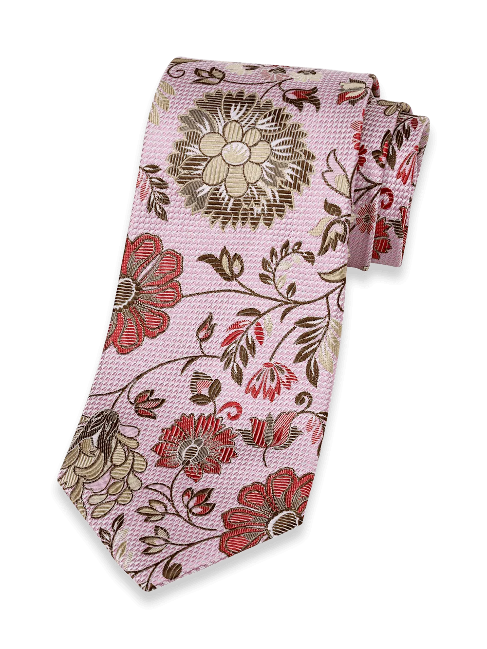Floral Woven Silk Tie - Pink Multi