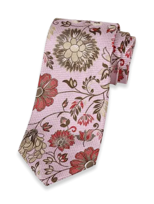 Floral Woven Silk Tie - Pink Multi