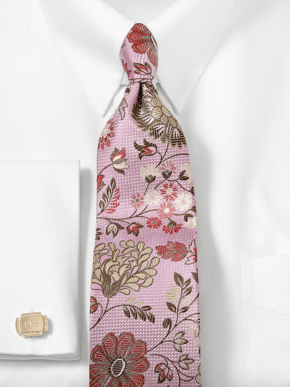 Floral Woven Silk Tie - Pink Multi