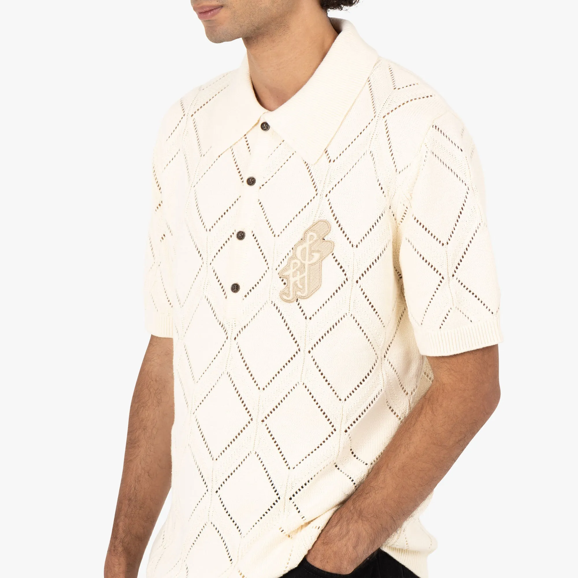 Honor the Gift Diamond Knit Polo / Cream
