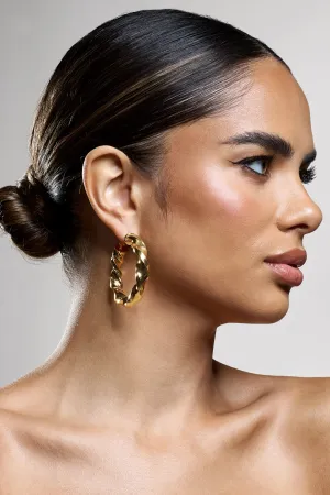 Lucid | Gold Chunky Twist Hoop Earrings Club L London
