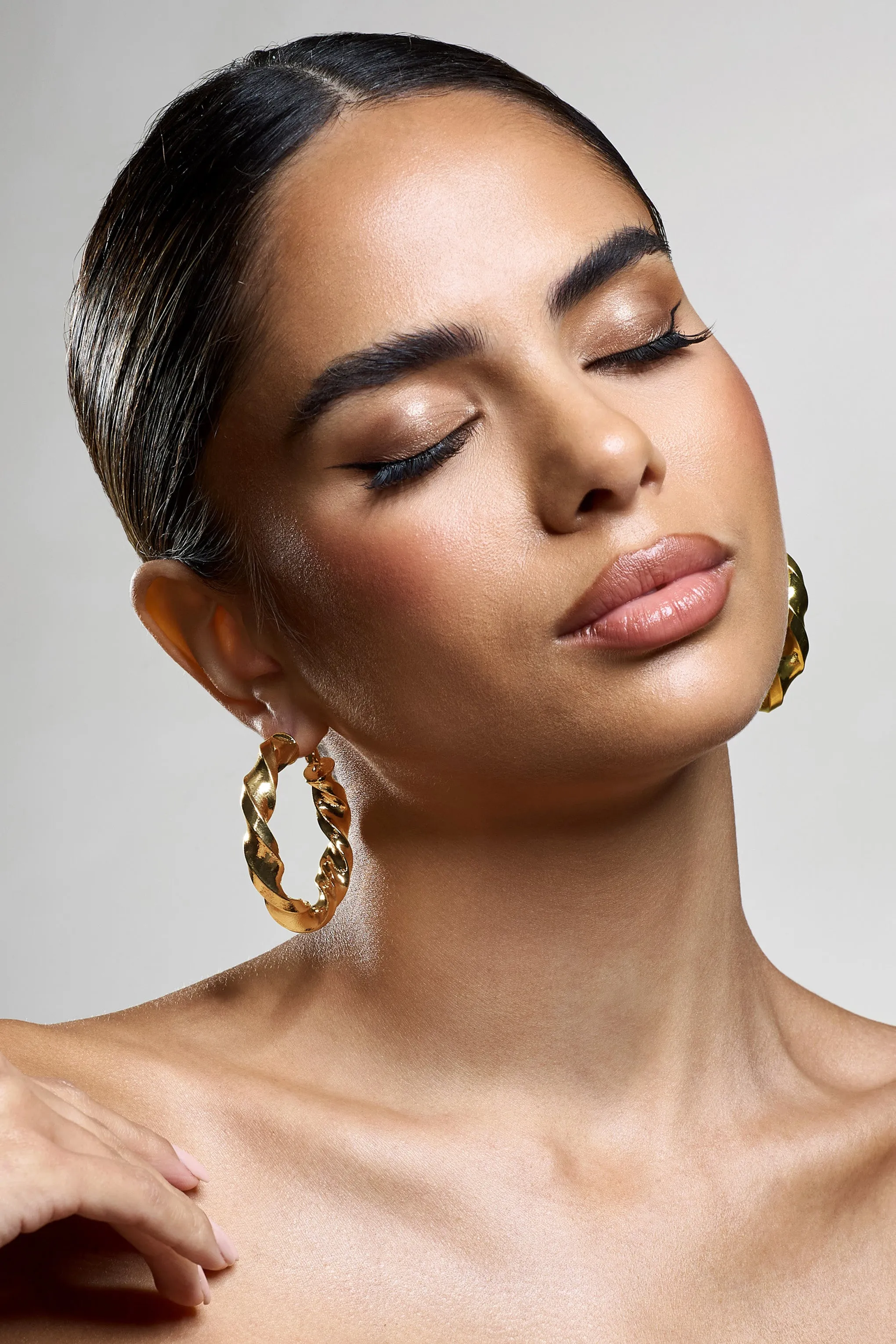 Lucid | Gold Chunky Twist Hoop Earrings Club L London