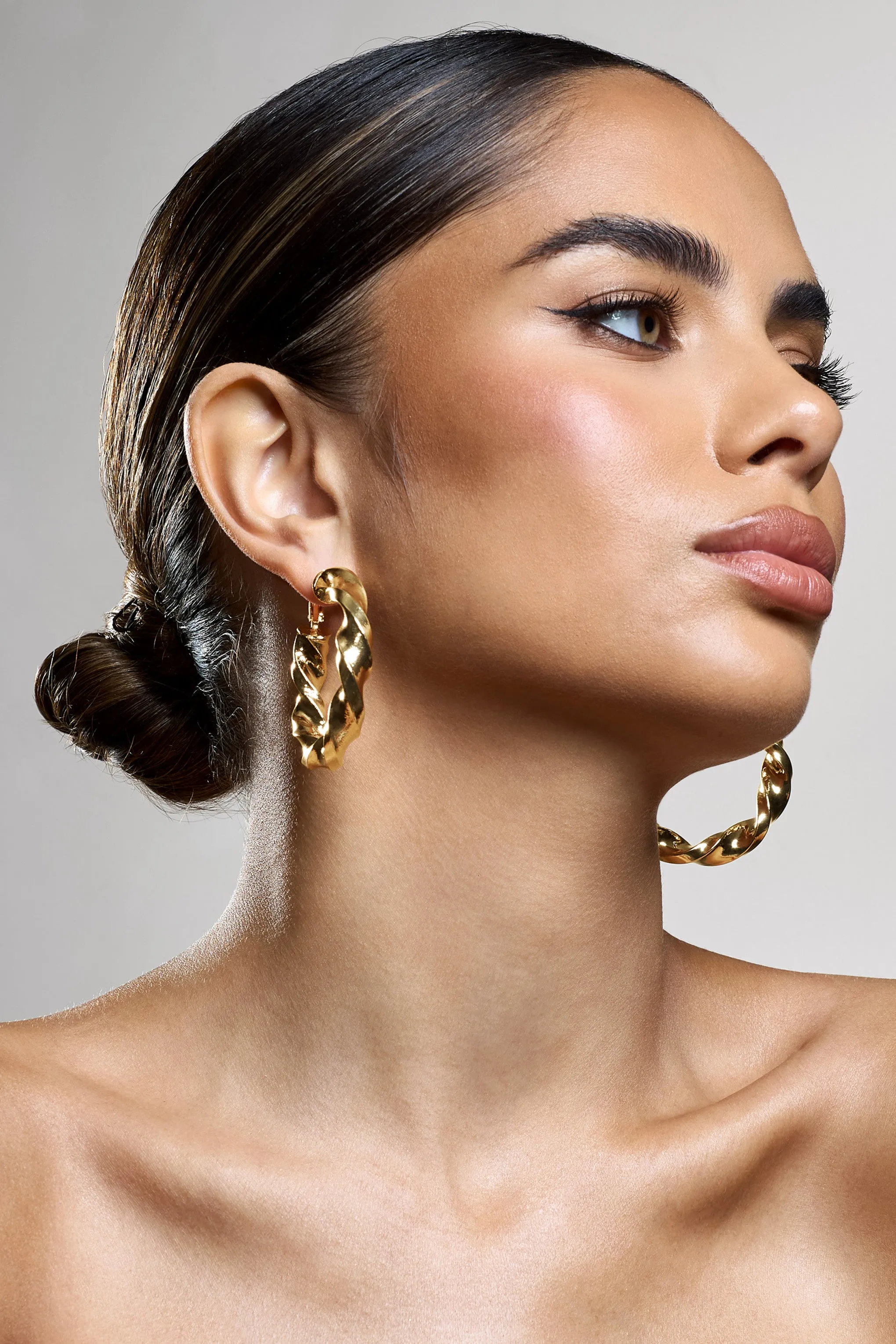 Lucid | Gold Chunky Twist Hoop Earrings Club L London