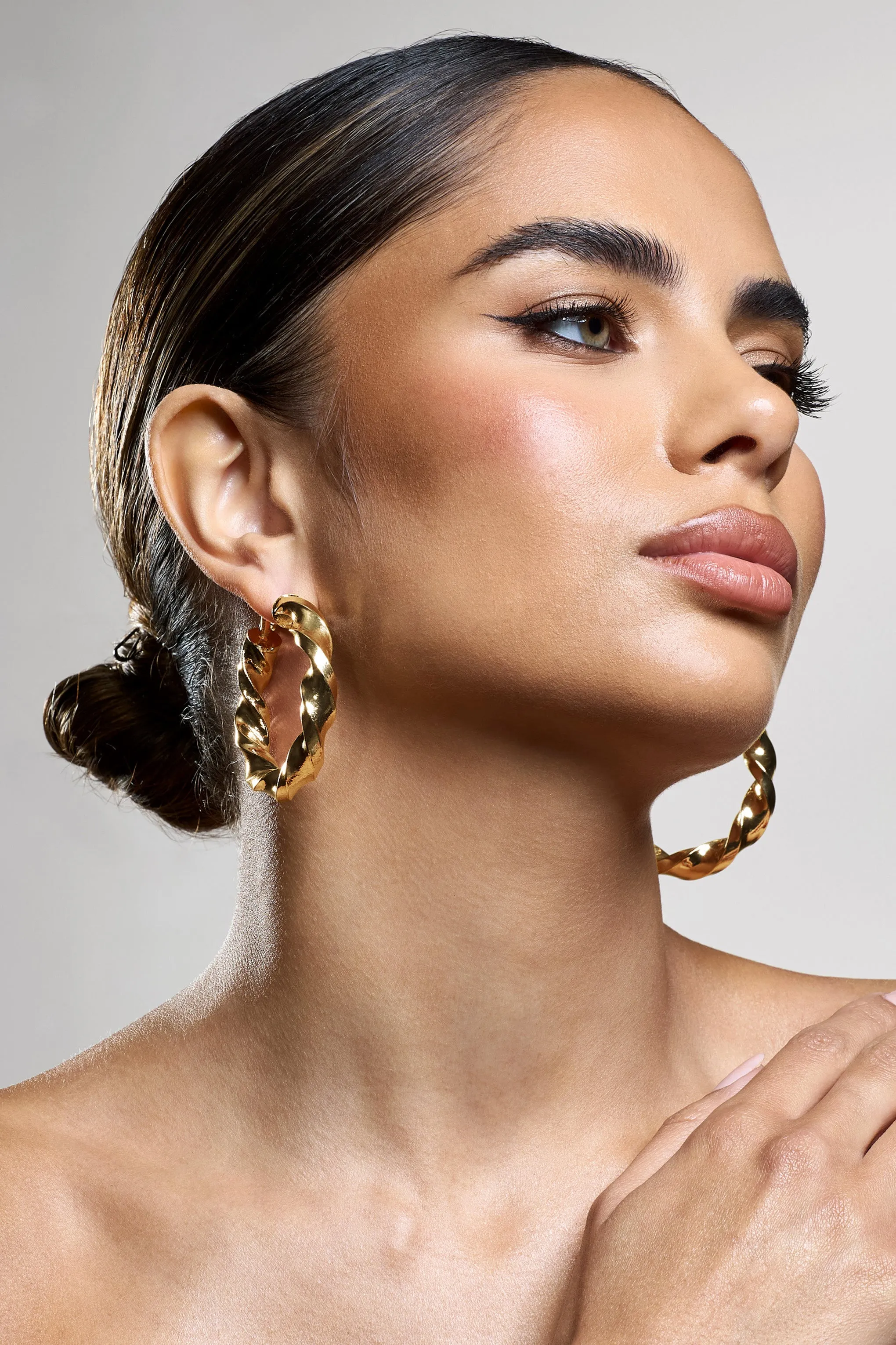 Lucid | Gold Chunky Twist Hoop Earrings Club L London