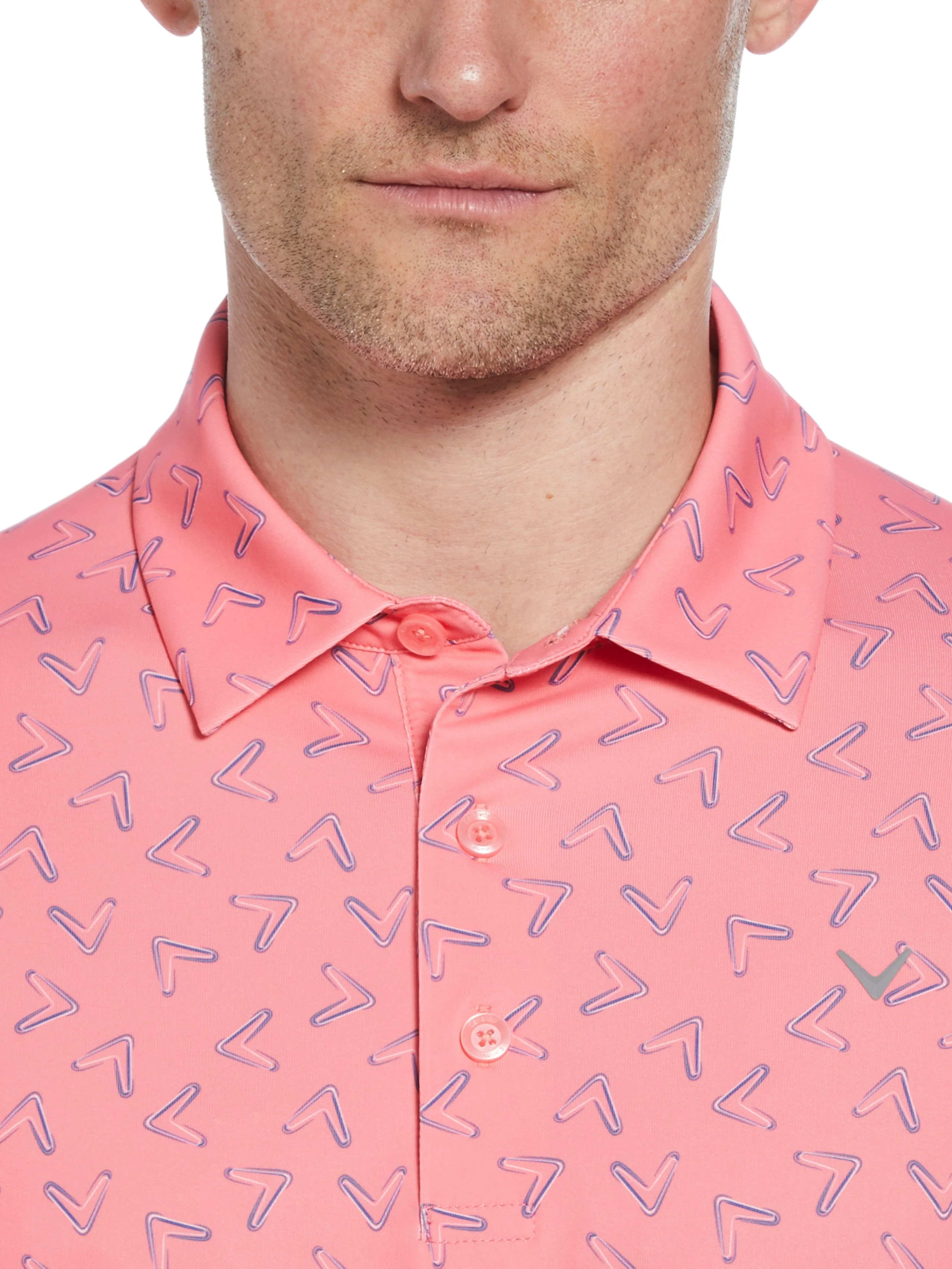 Mens All Over Chevron Printed Polo Callaway Apparel