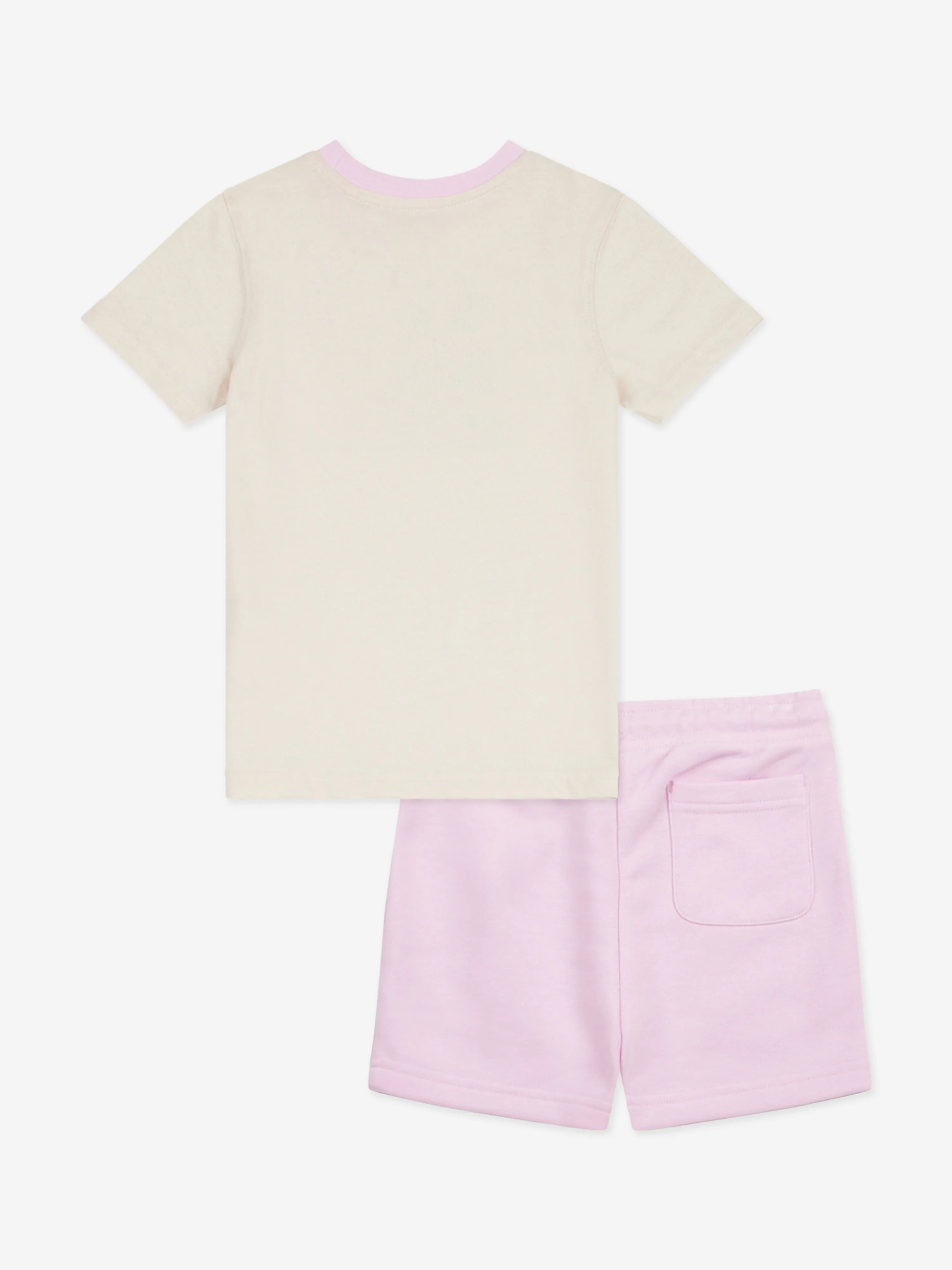 New Balance Girls Floral Shoe Graphic T-Shirt and Shorts Set in Beige
