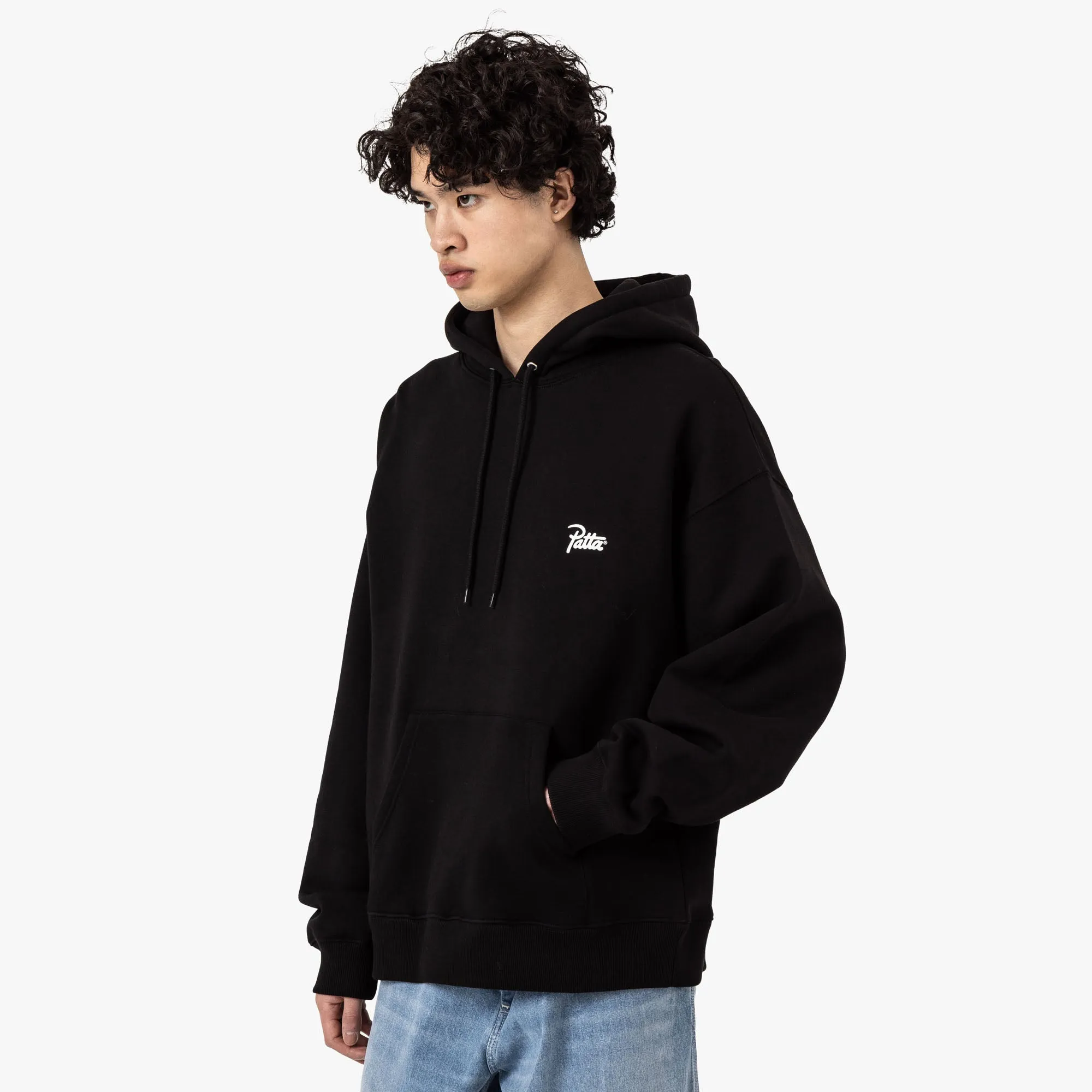 Patta Patta Bark Boxy Hooded Sweater Black