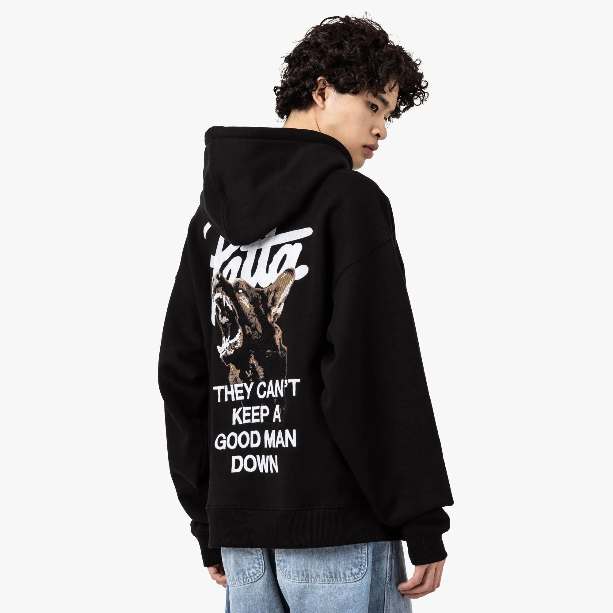 Patta Patta Bark Boxy Hooded Sweater Black