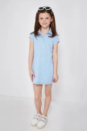 Periwinkle and White Girls Performance Polo Dress
