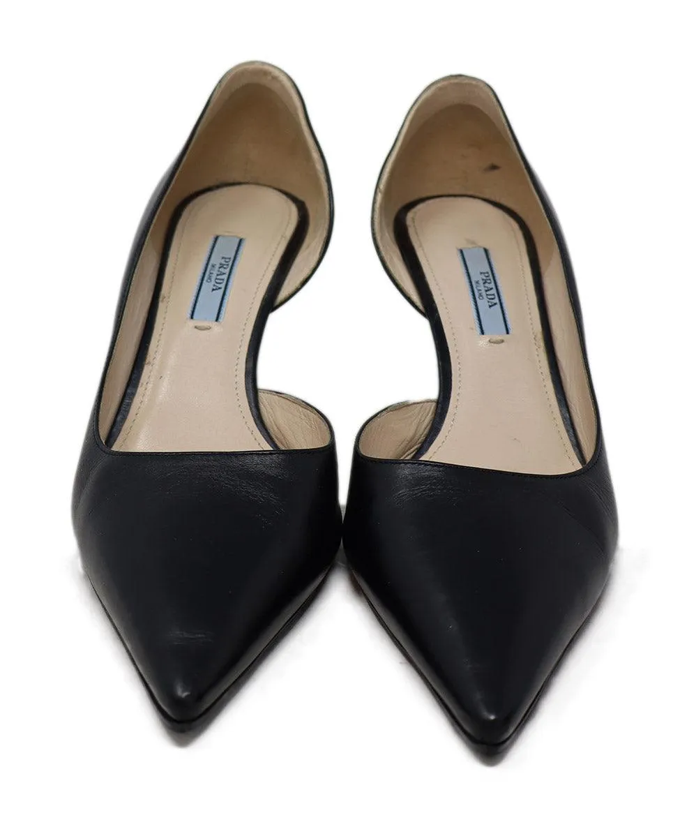 Prada Black Leather Heels sz 8.5