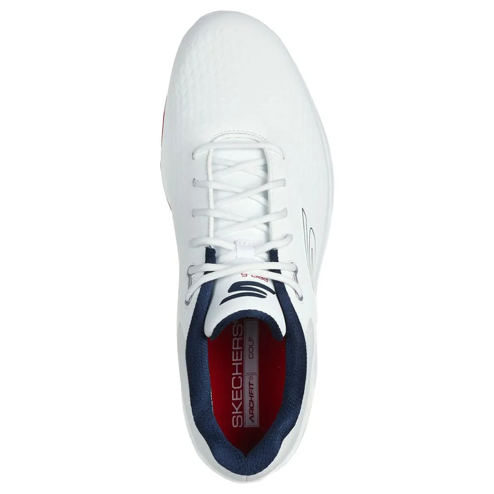 Skechers Go Golf Pro 6 Spiked Waterproof Shoes - White/Navy/Red