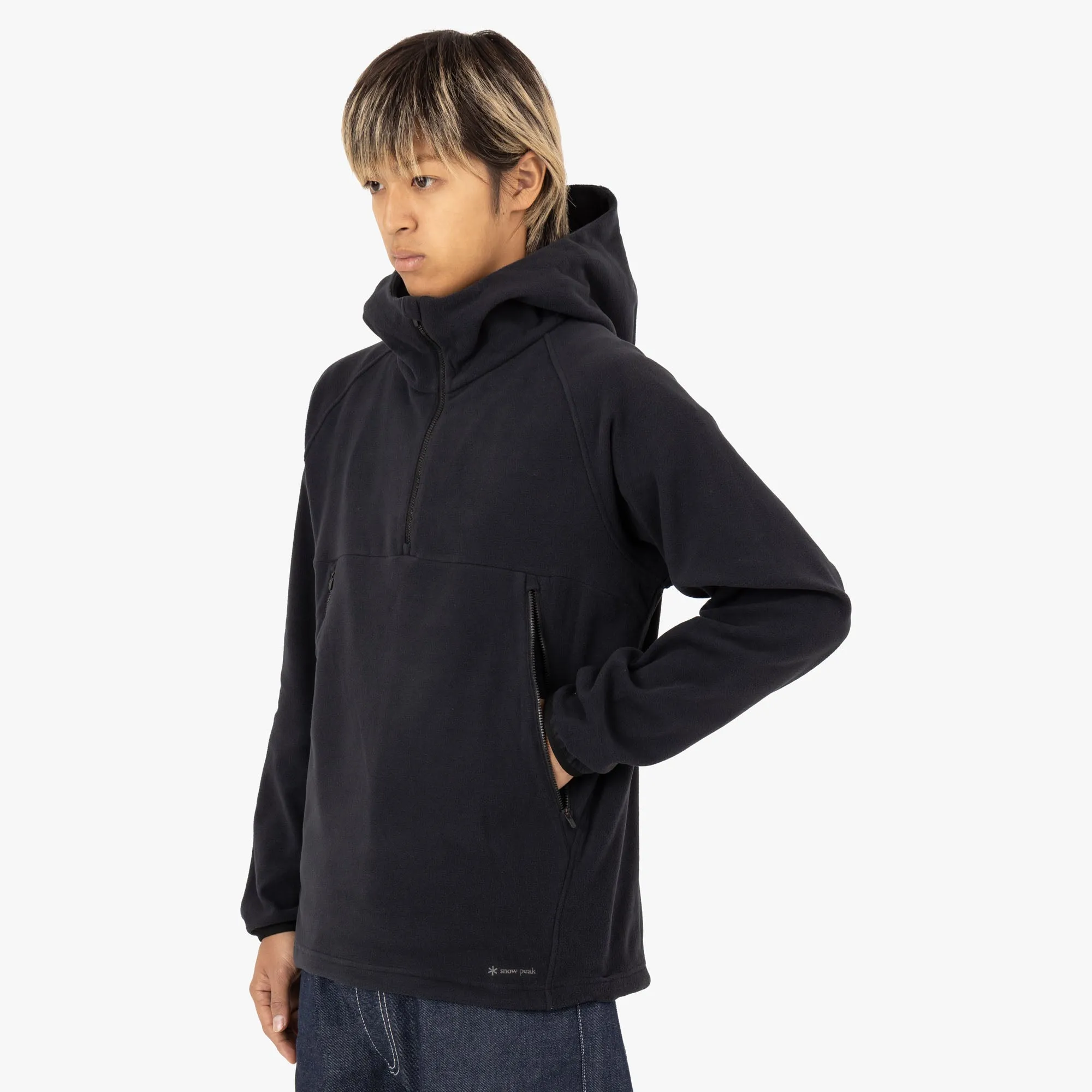 Snow Peak Micro Fleece Half Zip Hoodie / Black