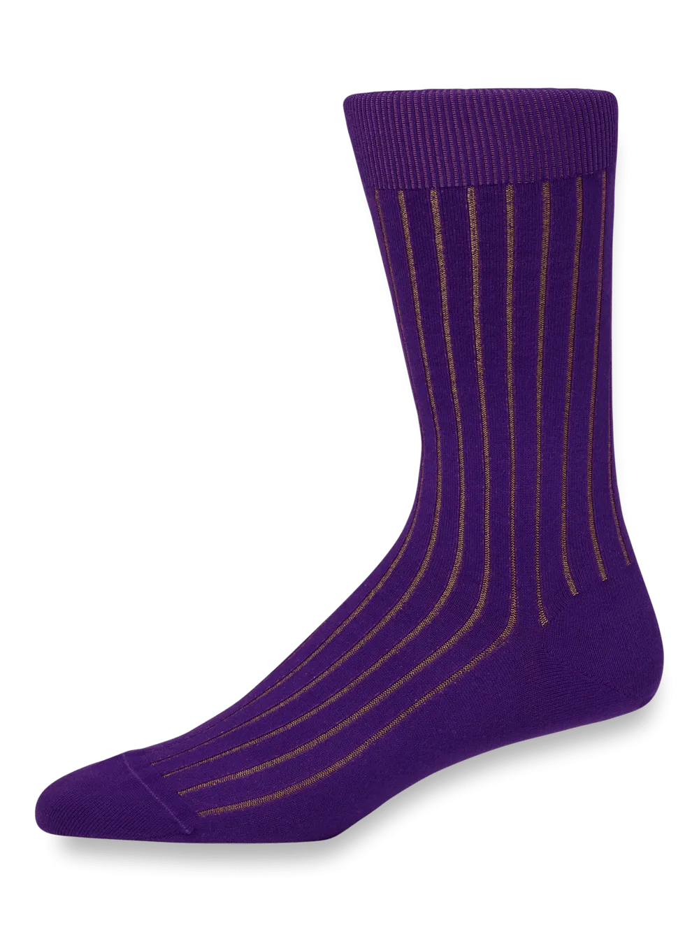 Solid Rib With Contrast Cotton Blend Sock - Purple/tan