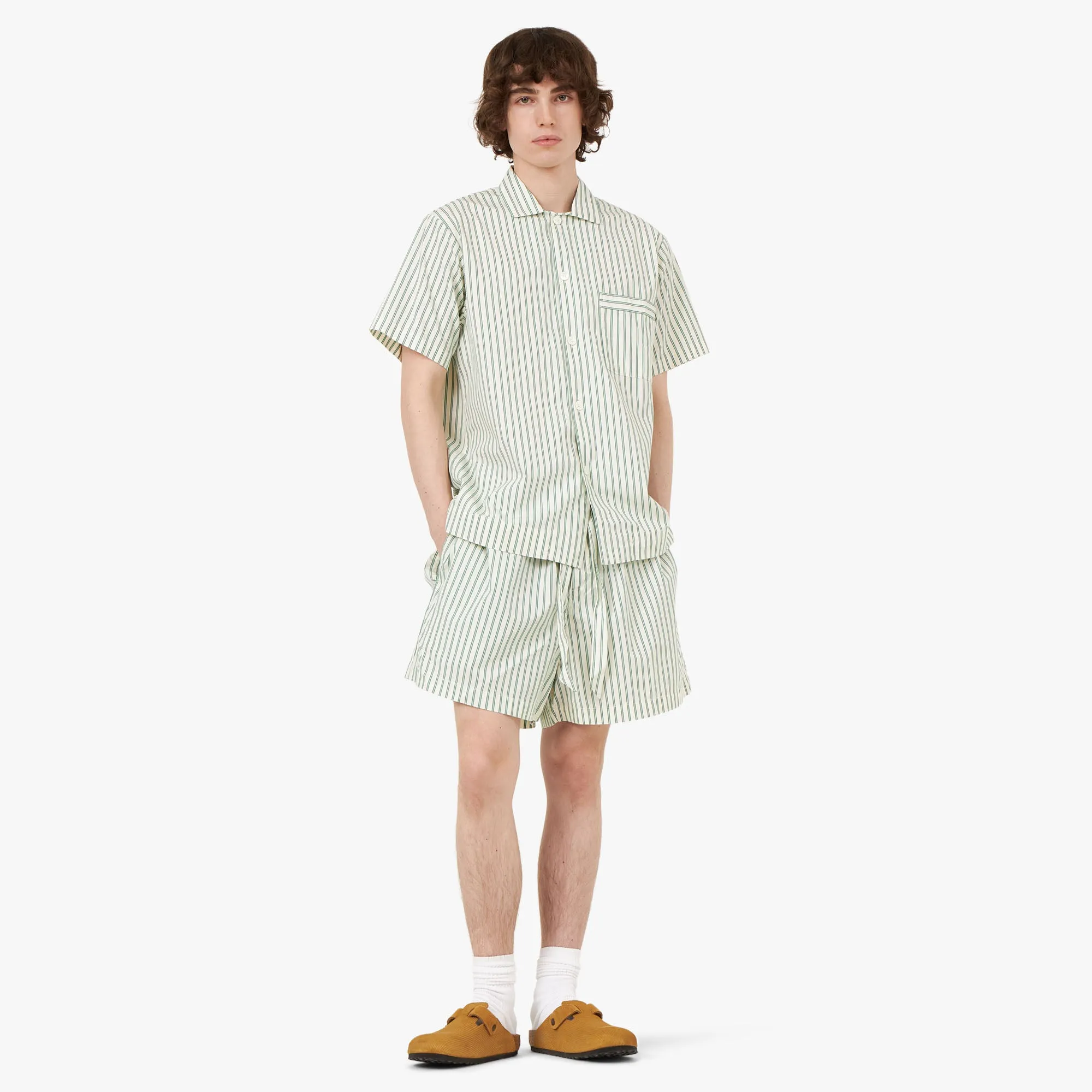 Tekla Poplin Short Sleeve Shirt / Clover Stripes