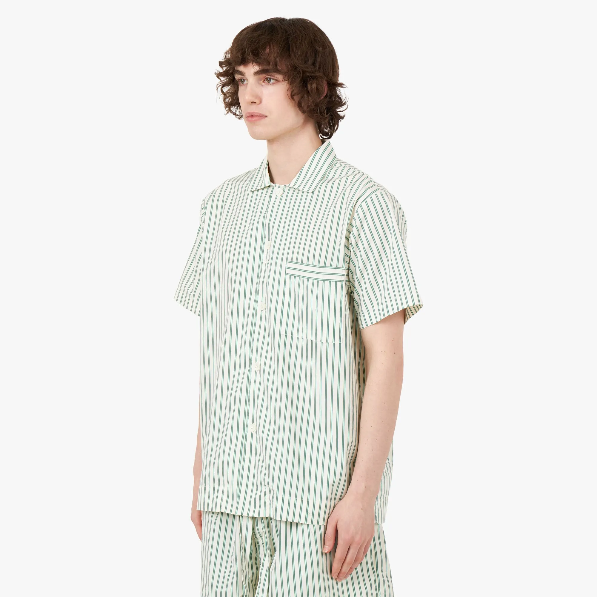 Tekla Poplin Short Sleeve Shirt / Clover Stripes