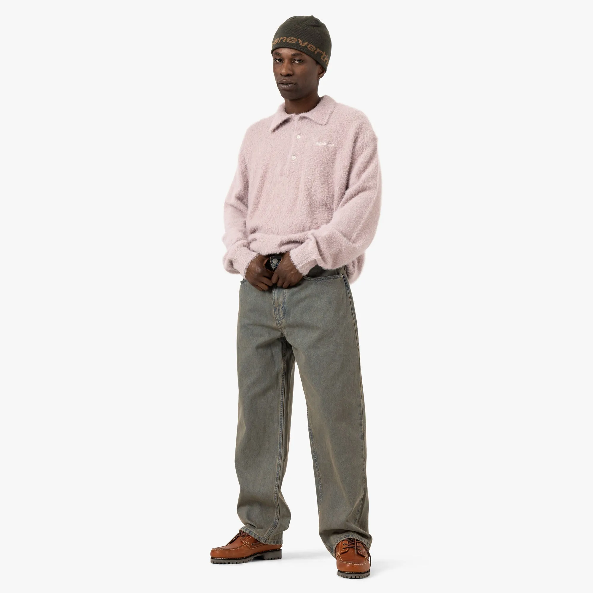 thisisneverthat SCT-Logo Shaggy Knit Polo / Pink