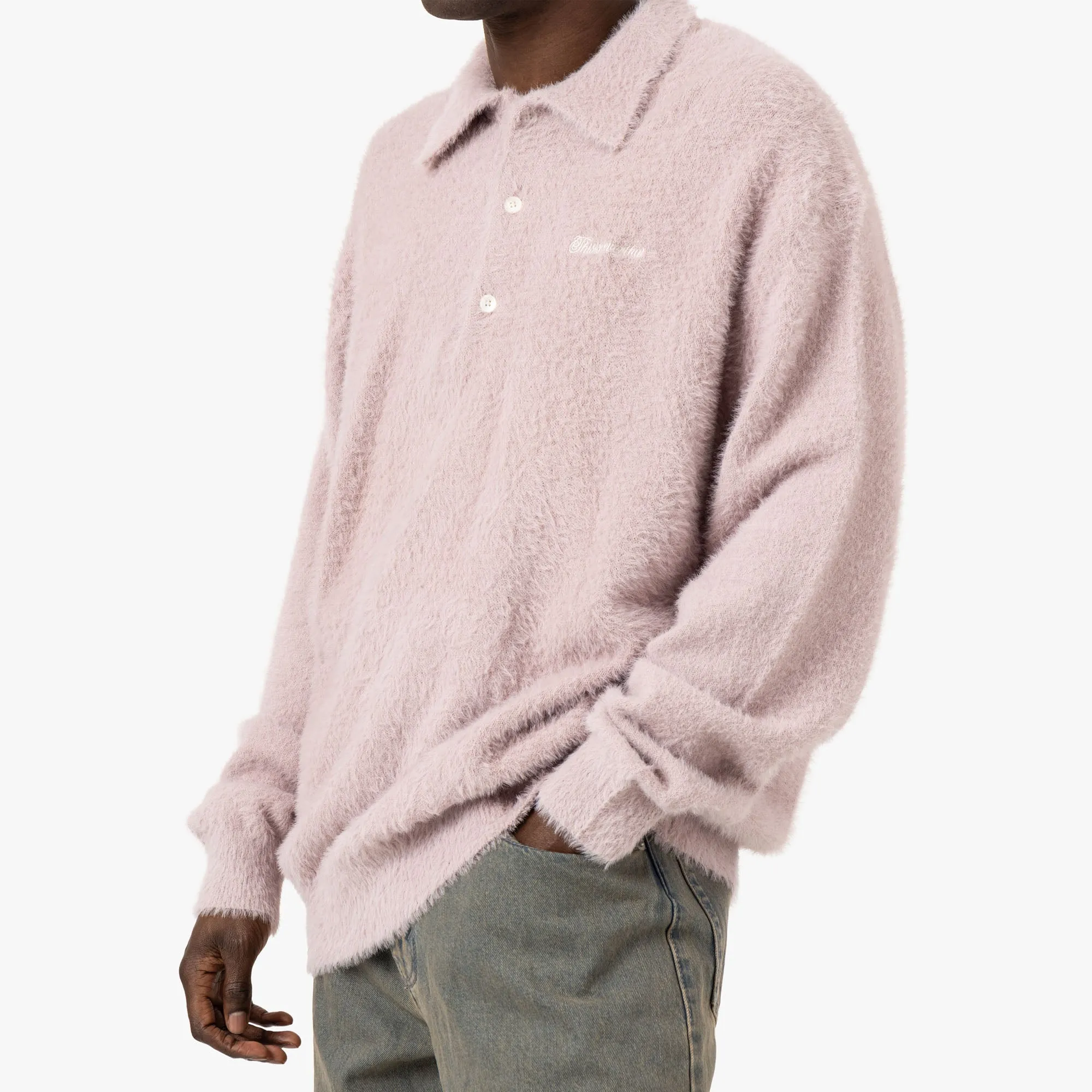 thisisneverthat SCT-Logo Shaggy Knit Polo / Pink