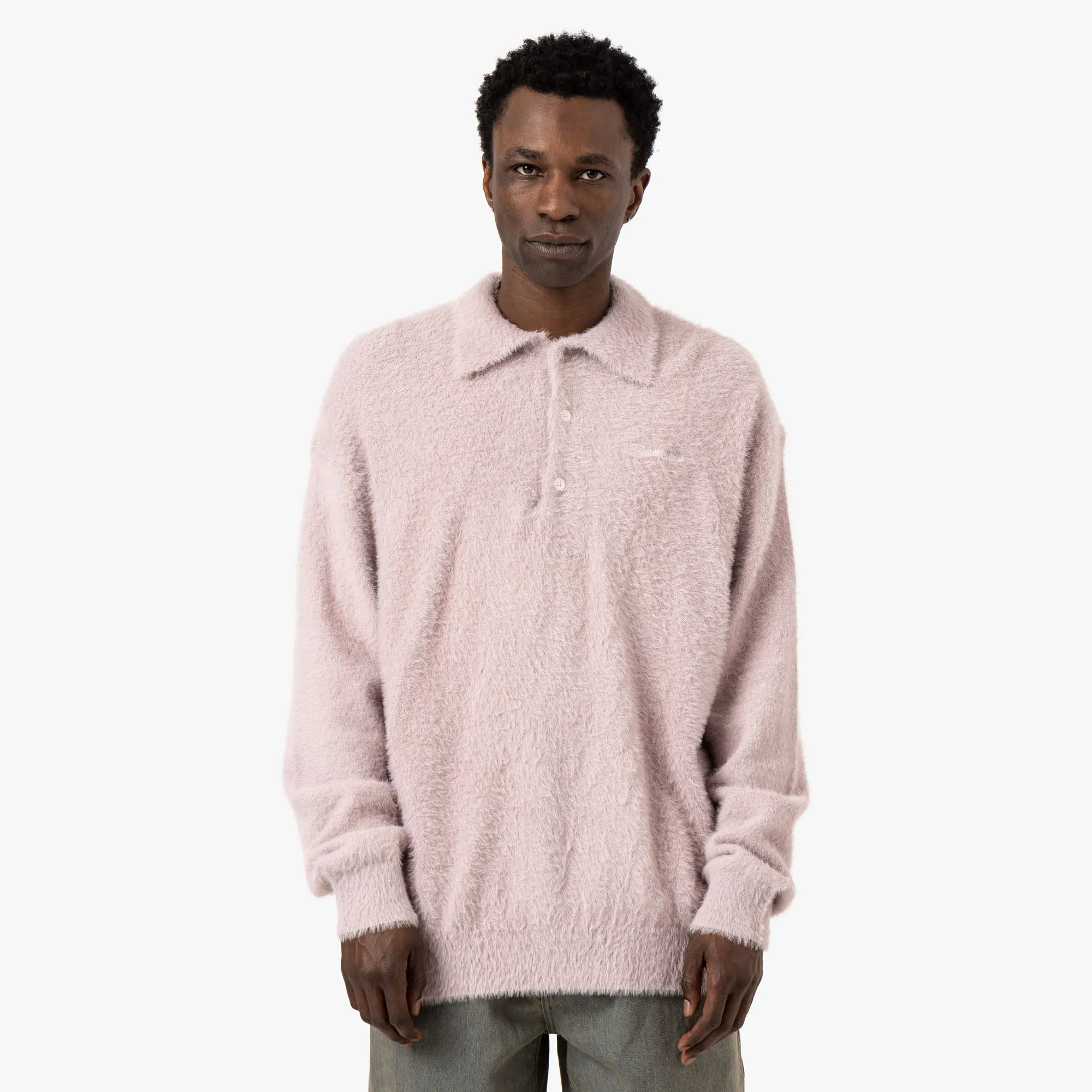 thisisneverthat SCT-Logo Shaggy Knit Polo / Pink