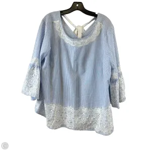Top 3/4 Sleeve By Clothes Mentor In Blue & White, Size: 2x